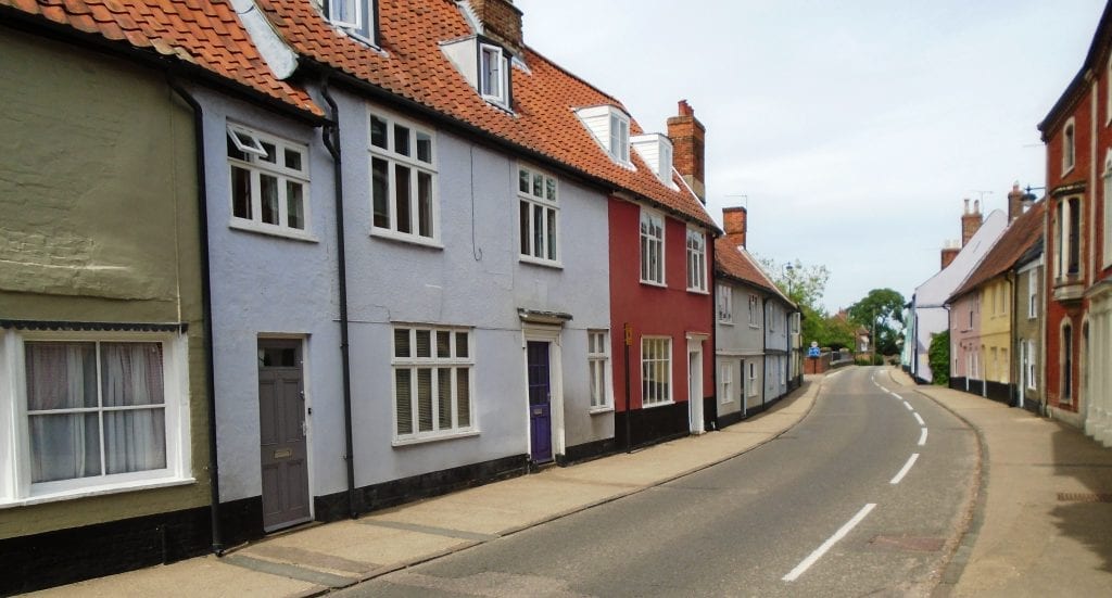 A view down Bridge Street, Bungay in Suffolk