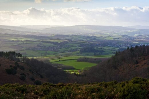 View from Beacon Hill in The Quantocks towards Exmoor