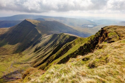 View of the Brecon Beacons National Park from the peak of Pen Y Fan