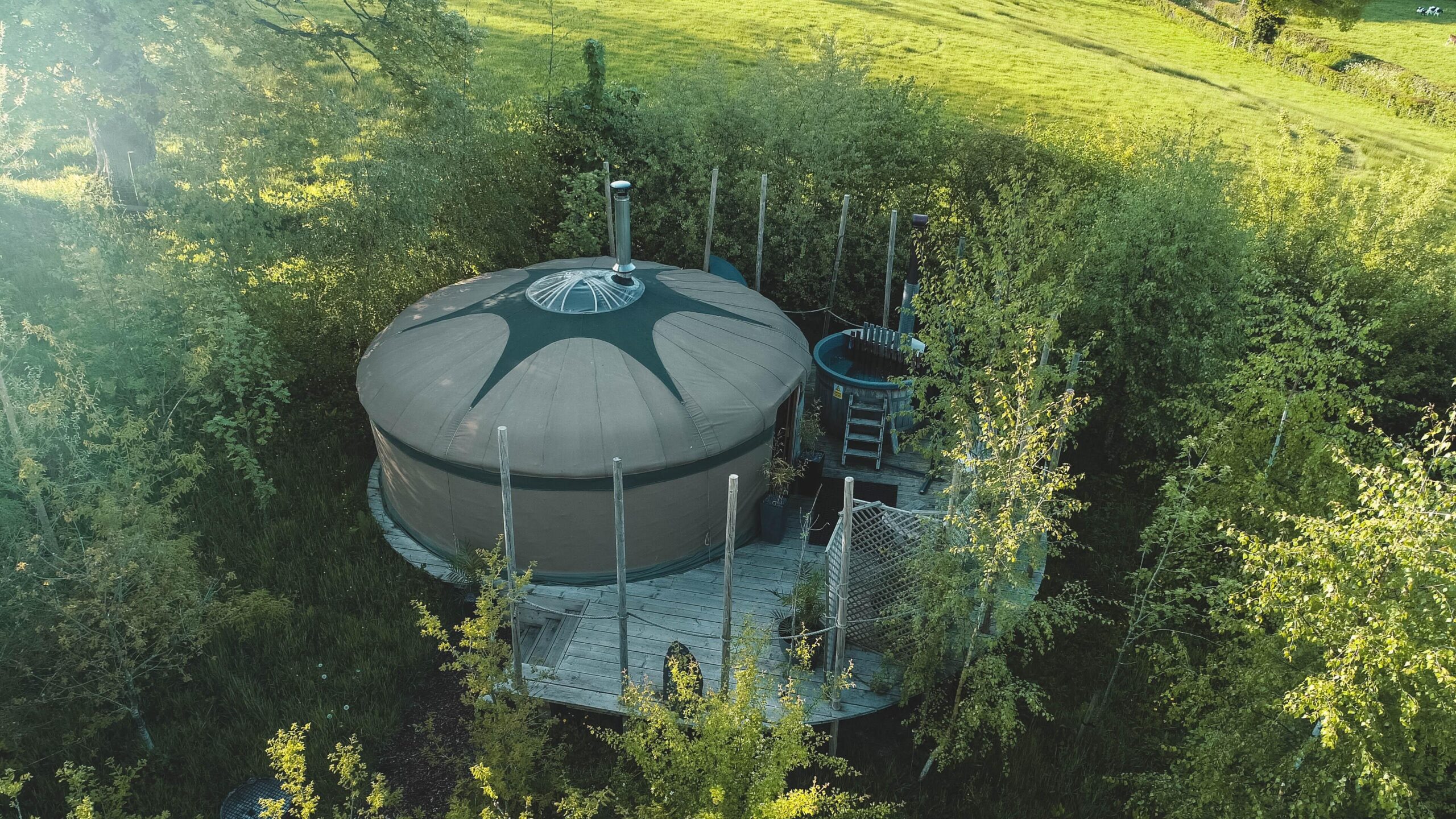 The Secret Yurts in mid Wales, welcome dogs and their owners to experience their yurts with a hot tub